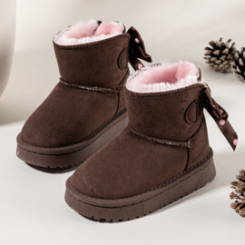 Cozy bow boots - brown/dotted (verzenddatum 30 okt)