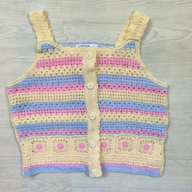 Blue & pink crocheted top