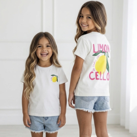 Girls Lemon Graphic T-Shirt - wit