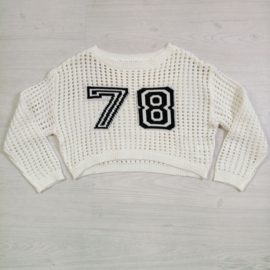 78 Varsity Knit Crop Sweater - wit