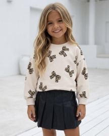 Leopard Little Bow Sweater - beige