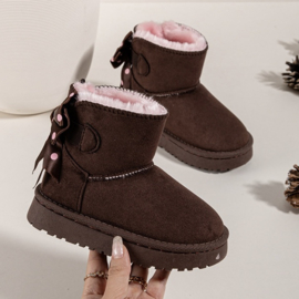Cozy bow boots - brown/dotted (verzenddatum 30 okt)