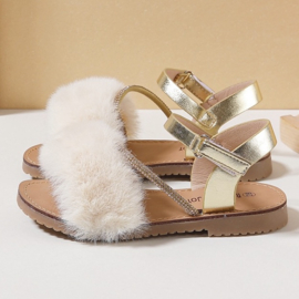Fluffy sandals - goud
