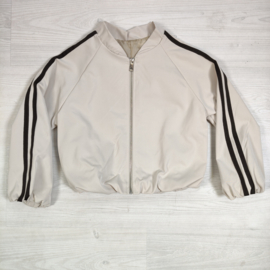 Retro Stripe Bomber Jacket - beige