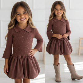Diamond Collar Dress - bruin 