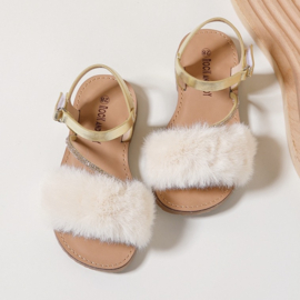 Fluffy sandals - goud