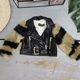 Mini Rebel Fur Biker Jacket - zwart