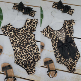 Love & bow swimsuit - leopard