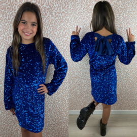 Blue paillet & bow dress