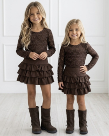 Lace top & layered skort set - bruin