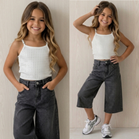 Sparkle Denim Culotte - zwart