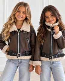Aviator teddy jacket - bruin