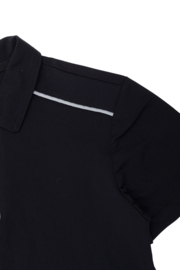 Zip polo twinning set - zwart