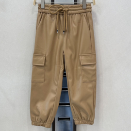 Leather cargo pants - camel