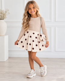 Polka Dot Chic Dress & Bag -beige