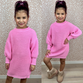 Lovely knitted dress - donkerroze