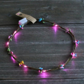LED hoofdband Fairy - Multicolor blossom/Pink Led