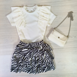 Bagged top & Animal skirt set - Zebra