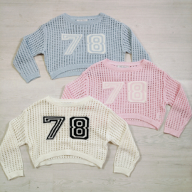 78 Varsity Knit Crop Sweater - roze