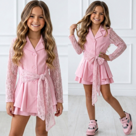 Lace Blazer Jumpsuit - roze