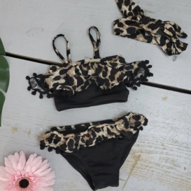 Leopard & PomPom bikini - Brown