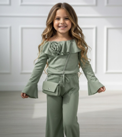 Rosette Off-Shoulder Lounge Set - groen