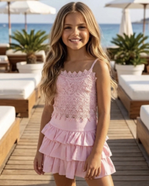 Lace & Ruffle Girls Set - roze