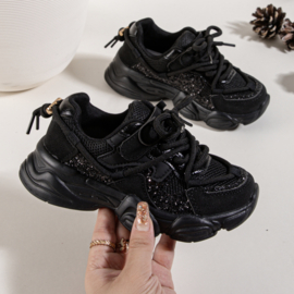 Glitter crush sneakers - zwart