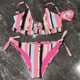 Striped bikini - black/pink