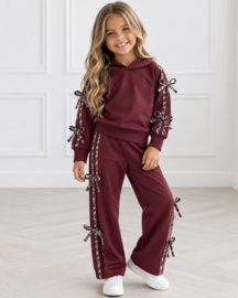 Girly Leopard Bow Set - bordeaux