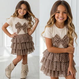 Checkered skirt set - beige