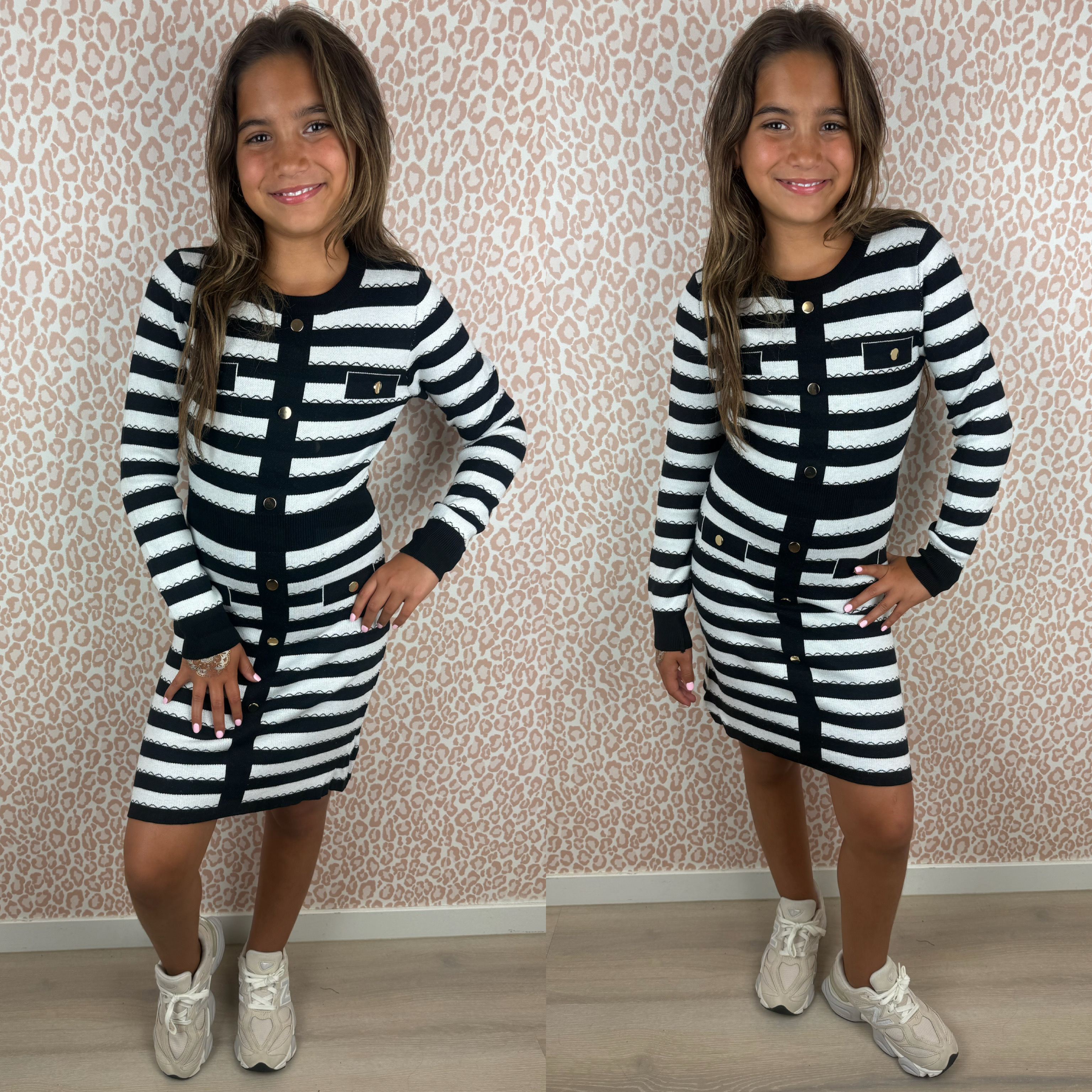 Gold buttoned knitted dress