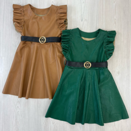 Ruffles & belted leather dress