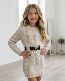 Cozy Cable Belt Dress - beige (verzenddatum 29 sep)