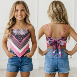 Summer Paisley Bow Top - roze