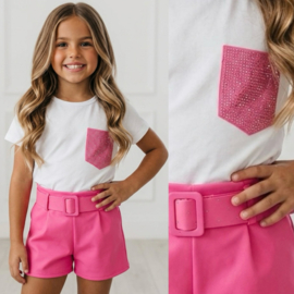 Bling Pocket Short Set - roze