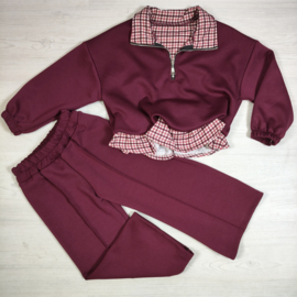 Pretty Check Tracksuit - bordeaux (verzenddatum 16 okt)