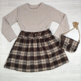 Autumn Check Dress  & Bag - beige