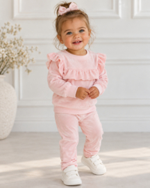 Velvet ruffled set - lichtroze