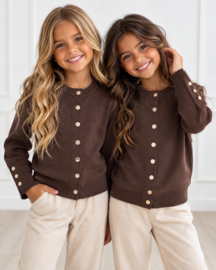 Cardigan With Golden Button - bruin