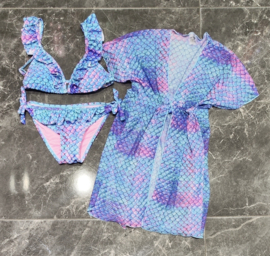 Mermaid bikini & kimono - Blauw/paars