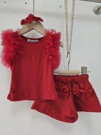 A bow & tule baby set - rood