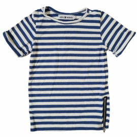 Striped & Zipped long tee - Blue