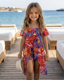 Tropical sunset playsuit - rood