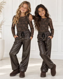 City Leatherlook Wide Leg Pants - bruin