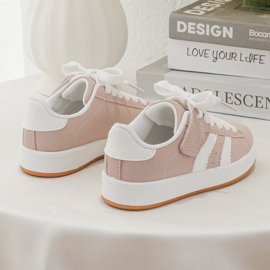 Striped fashion sneakers (met klittenband) - roze