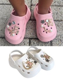 Clogs & Charms - roze of wit