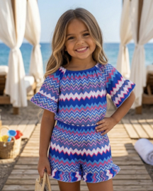 Summer Zigzag Ruffle Set - blauw
