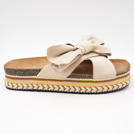 The bow slipper - Beige