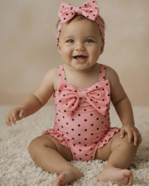 Polka Dot Swimsuit - coral